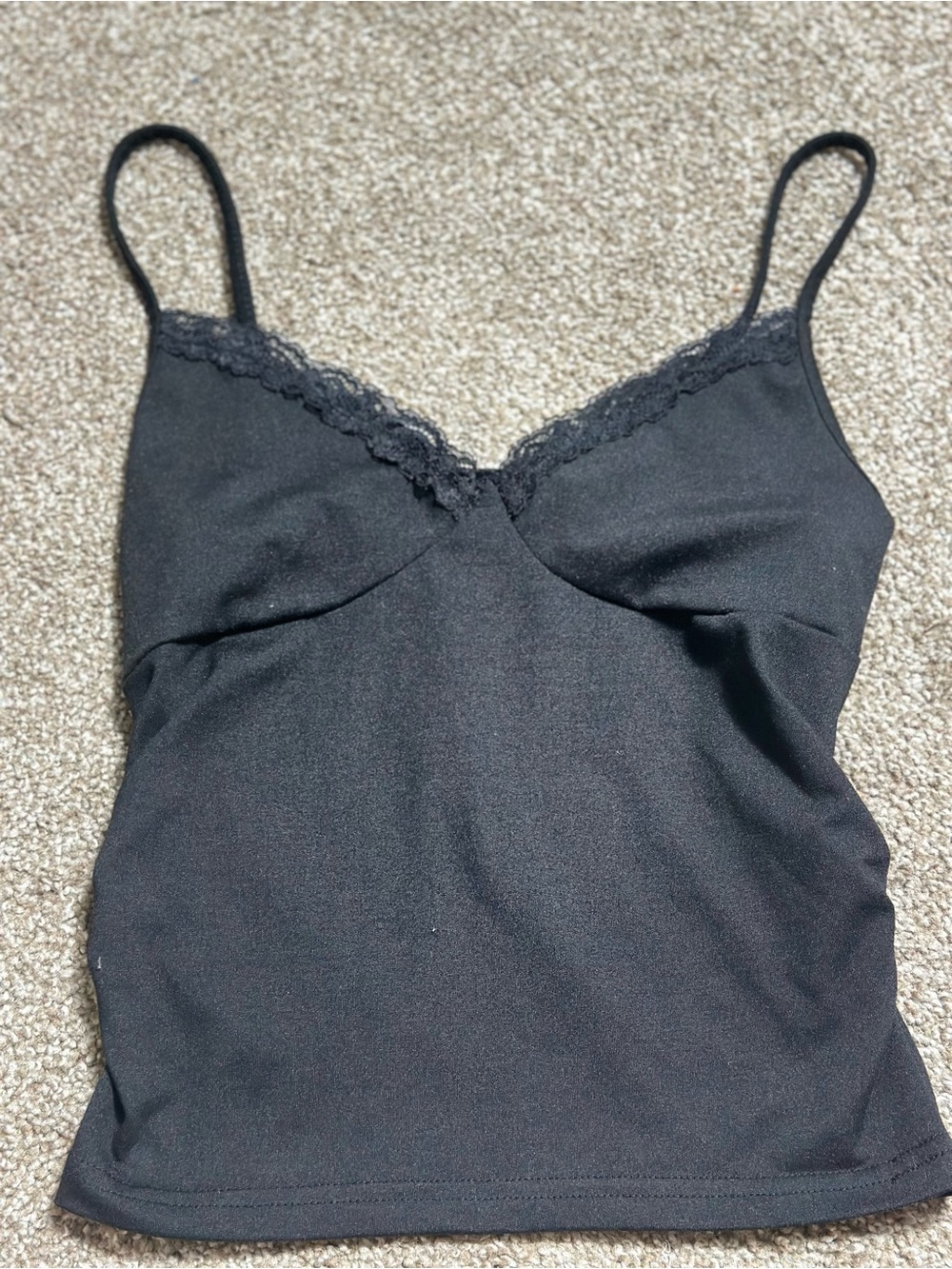 Lace-Trim Black Camisole Tank Top